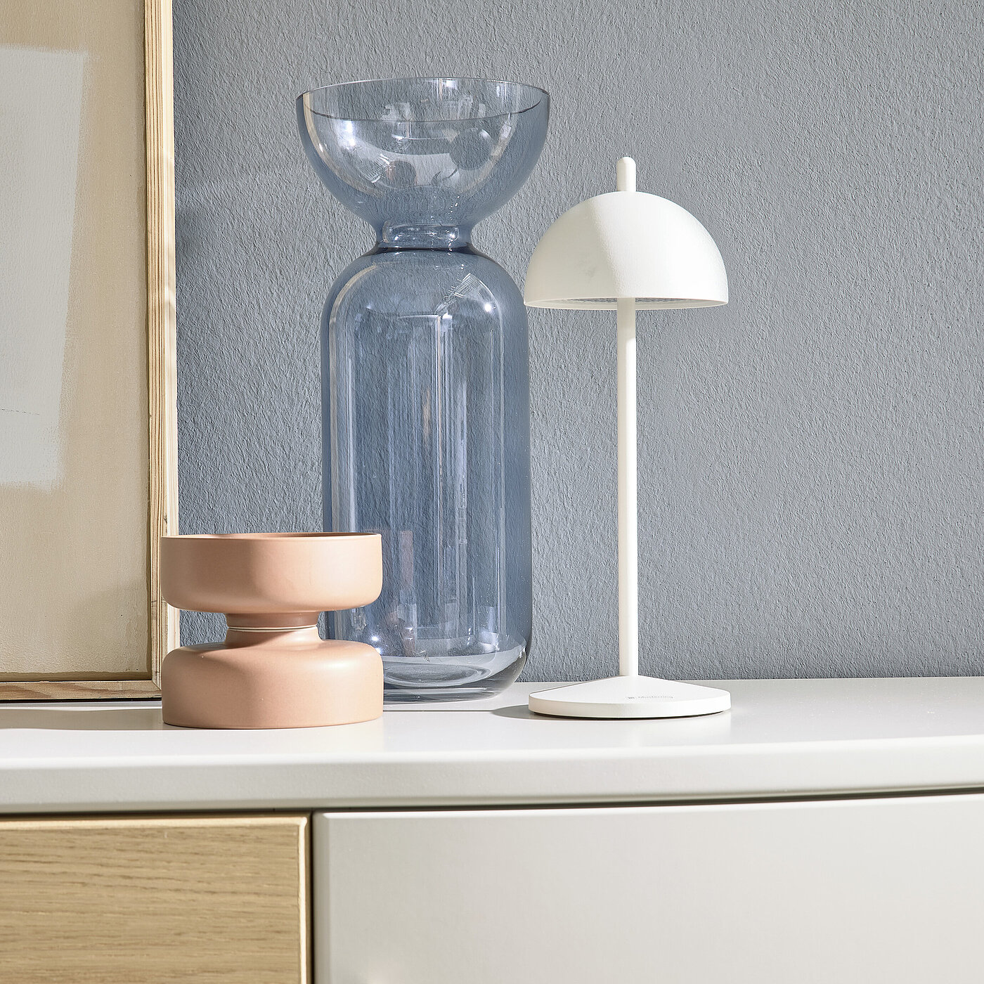 Sideboard 26463, Lack Seidengrau / Eiche Sand furniert, ca. B 180, H 87, T 39 cm