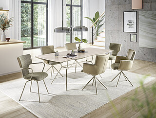 Esszimmer Hannis Esstisch in Platte HPL und Stühle in Fb. Braun-Beige von Musterring