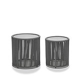 Freiilcht Formentera: Beistelltisch G983-100-000 (Formentera), ca. Ø 44, H 45 cm, Gestell: Kordelbespannung grau, Platte: Aluminium pulverbeschichtet anthrazit