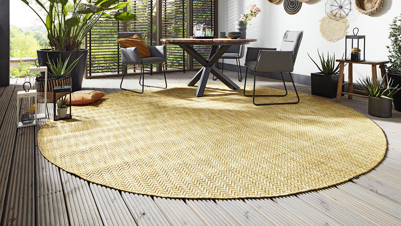 Outdoorteppich  Capri, Fb. 450 gold, rund ca. 320 cm, 100 % Polyester