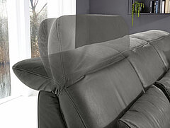 Sofa MR 1350: Kopfpolsterverstellung, in Echtleder Bovino (PG 160), Fb. anthrazit, Metallfuß Aluminium schwarz