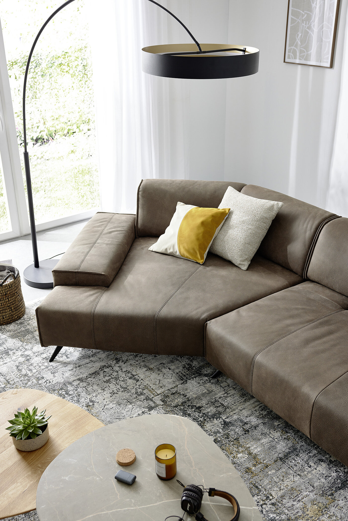 Ecksofa MR 2985 mit Winkelecke in Leder Fb. braun von Musterring