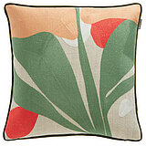 Musterring Heimtextilien: Kissen Harmony, (71281-100-45-45), Fb. multi (100 % Polyester) gewebt, VS: bestickt, mehrfarbiges, florales Muster, RS: einfarbig natur, Samtpaspel in grün, ca. L 45, B 45 cm, ohne Füllung