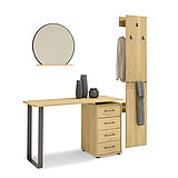 Schlafzimmer Sorrent: Frisier-/Schreibtisch (040), Fronten Eiche massiv, ca. B 125, H 75, T 47 cm, Hängespiegel (088), rund, mit Ablage, ca. 62 x 56 cm, Garderobenelement (251), Front Eiche massiv, ca. B 38, H 194, T 23 cm