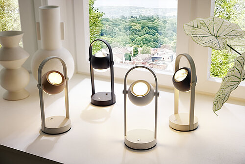 Leuchten 2.0 Tischleuchte Cannon in Fb. Weiß und Fb. Anthrazit von Musterring