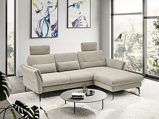 Ecksofa MR 1370 in Fb. Sand und Gestell Schwarz von Musterring