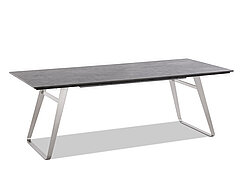 Freilicht: Tisch Portugal G923-010-061, Platte: HPL 010 Graphit 13 mm, Gestell: Edelstahl gebürstet, 220 x 95, H 76 cm
