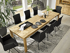 Puerto Esstisch 152 581, ca. 180 (280) x 90, H 76 cm,  Asteiche massiv, naturbelassen geölt