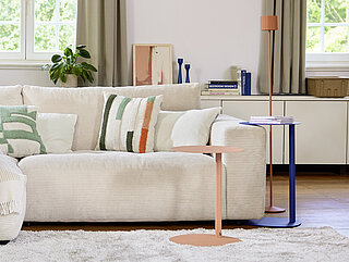 Sofa (Vorschlag 6B, 90388, ST2) bestehend aus Longchair long, groß, Armlehne links, Anreihsofa, 1,5-sitzig, Armlehne rechts, Stoff (PG 2/6, z.B. Cord nature, 12 % Polyacryl, 88 % Polyester), ca. 190 x 296, H 81, SH 43, ST 81 cm. 