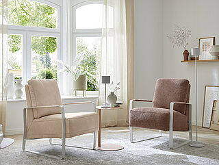 Sessel MR 6540 in Fb. Rosa und Gestell Weiß von Musterring