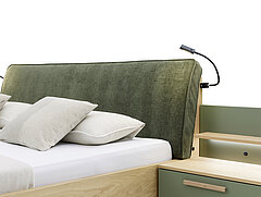 Malin: Polsterkopfteil "Luna" in Stoff Maranta Jungle, 100 % Polyester, LED-Flex-Leuchten