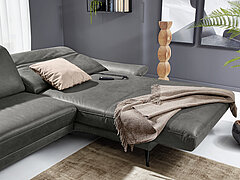 Sofa MR 1350: Motorische Verstellung im Canape (CanMoLi), in Echtleder Bovino (PG 160), Fb. anthrazit, Metallfuß Aluminium schwarz