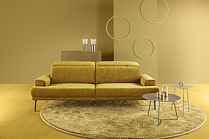 Sofa 3-sitzog (3002) inkl. manueller Sitztiefen- und Kopfteilverstellung, ca. B 228, H 79-100, SH 43, T 103-130, ST 54-81 cm, Stoff 10040 (JAB 1), 53 % Polyester, 40 % Polyacryl, 7 % Viskose