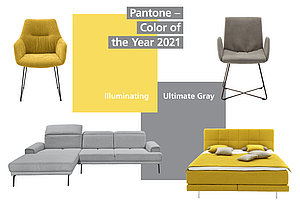 Die Pantone Trendfarben 2021: 17-5104 Ultimate Gray und 13-0647 Illuminating, Grau und Gelb