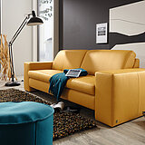 MR 2875: Sofa 2-sitzig N90 ca. B 238, H 80, SH 44, T 91 cmin Echtleder Z 73/70 sunrise (LK 50), Seitenteil SD