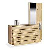 Schlafzimmer Sorrent: in Eiche teilmassiv: Kommode (208), 5 Schubkästen, Fronten in Eiche massiv, ca. B 141, H 86, T 43 cm, Anbau-Garderoben-Element (255), ca. B 80, H 194, T 23 cm