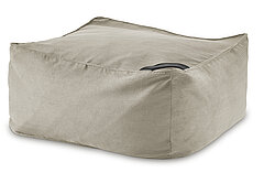 Hocker 70100, Stoff Feincord, Farbe sand (PG 6), Tragelasche Leder Puro, Farbe mocca, ca. B 66, H 38, T 88 cm