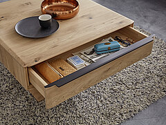 Puerto: Couchtisch 152522 mit Liftfunktion, ca. 82 x 65, H 40-72,5 cm, Asteiche massiv, naturbelassen geölt