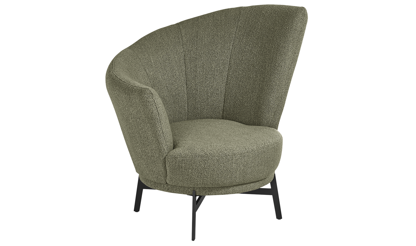 Sessel MR Kleo in Stoff Grün mit Metallfuß Schwarz von Musterring MR Kleo: Sessel in Stoff Grün und Metallfuß Schwarz von Musterring
