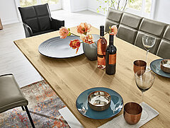 Portland: Esstisch 179 466ca. 180 (280) x 90, H 76 cmWildeiche massiv, bianco geölt