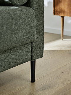 Detailbild Schlafsofa MR 710, Stoff Astoria Jade (PG 1, 100 % Polyester), Fuß (F5) Metallkegel schwarz, matt