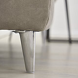 Sofa MR 1390: Detail: Aluminiumfuß poliert (W014-M25), H 11 cm, Stoff BeReal stone (PG D, NS: 100 % Polyester, GS: 85 % Polyester, 15 % Lederfasern)