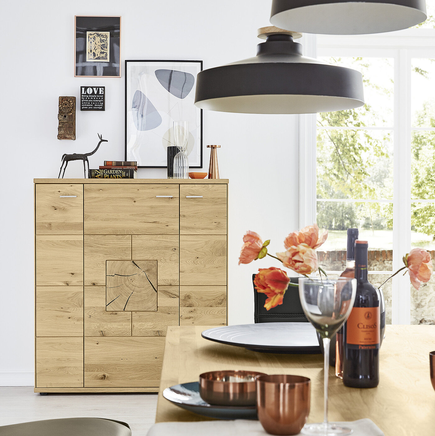 Wohnmöbel PORTLAND | Musterring Highboard 179 127,ca. B 122, H 136, T 40 cm Wildeiche massiv, bianco geölt