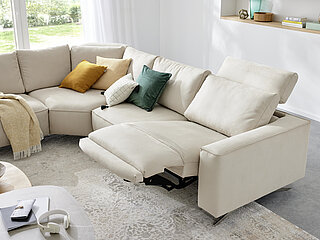 Ecksofa MR 9450 mit Relaxfunktion in Stoff beige von Musterring