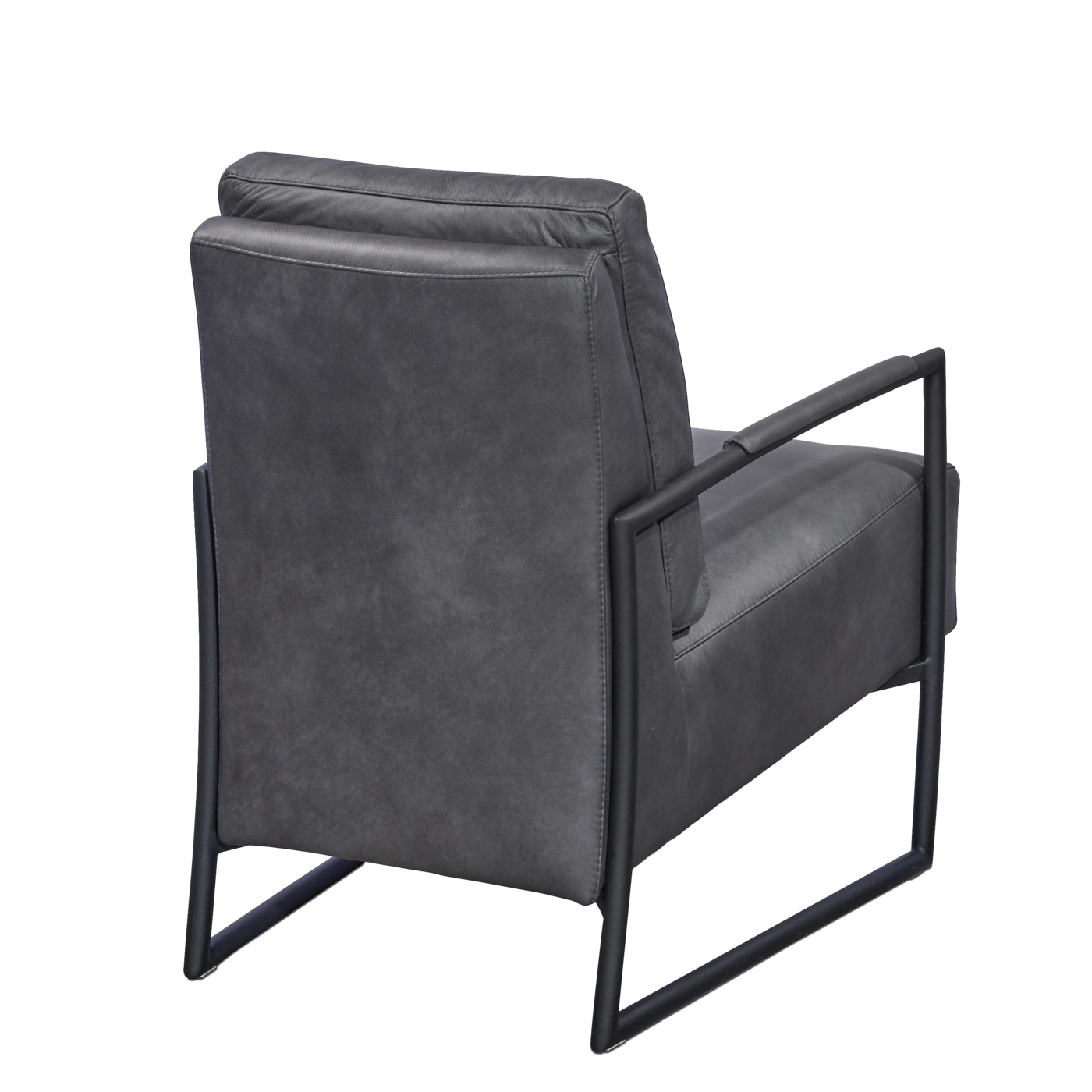 Sessel MR 6040 | Musterring Sessel (1C) ca. B 62, H 83, T 77 cm in Echtleder Cloud 88, Fb. Asphalt, mit Metallrahmen schwarz Struktur und Armauflage