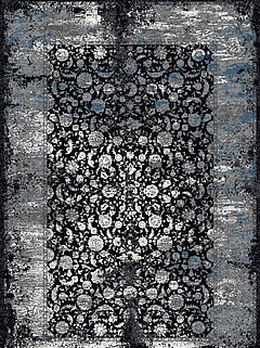 Deluxe Collection: Teppich Colorado, Flower, Fb. 603 grau-schwarz, 70 % Viskose, 30 % Polyacryl