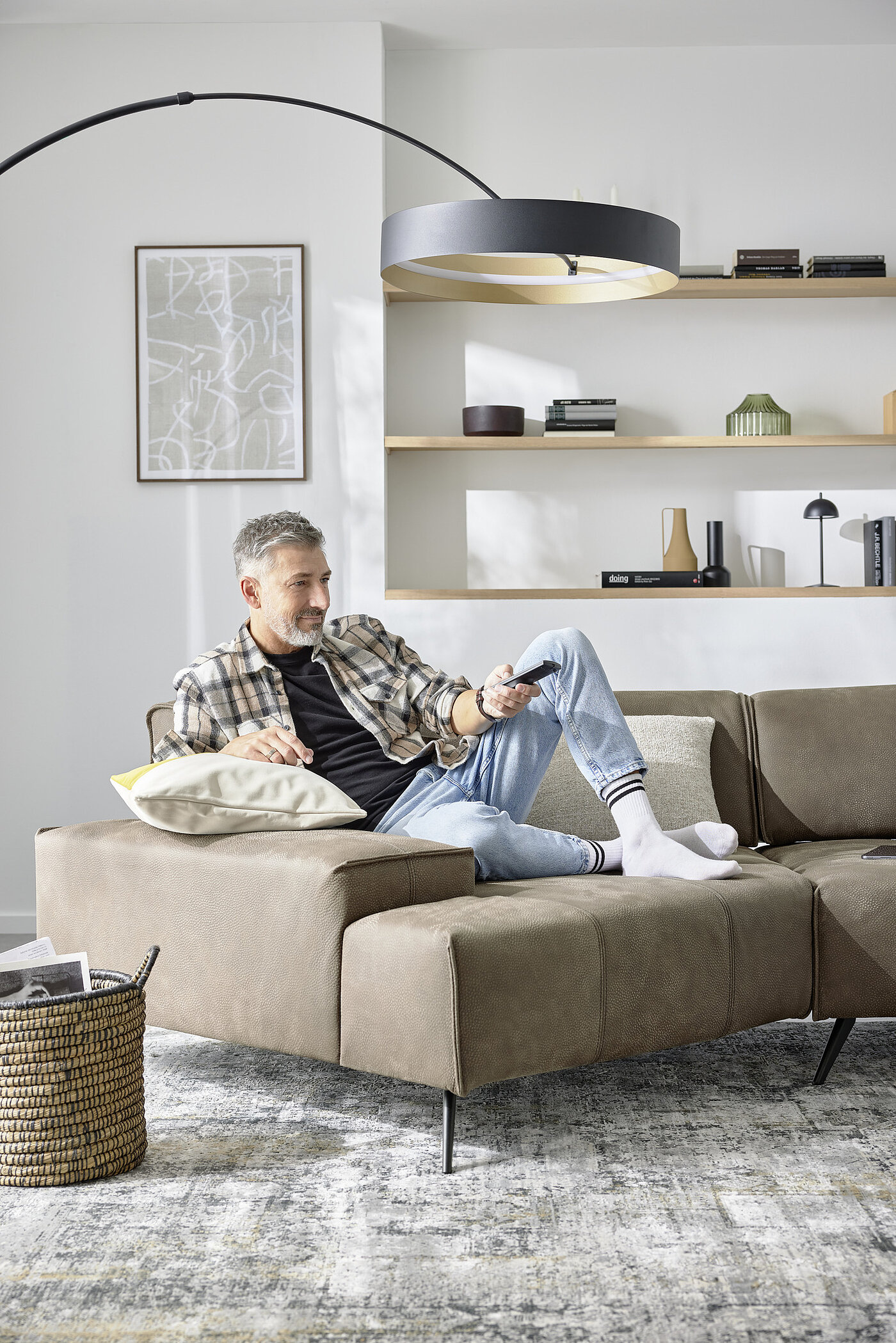 Ecksofa MR 2985 mit Winkelecke in Leder Fb. braun von Musterring