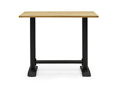 Bartisch T 4010 (8923-79-008), Charakter-Eiche massiv, 30 mm, mit gerader Kante, geschliffen und geölt, Metallgestell schwarz matt, ca. L 140, B 70, H 110 cm