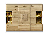 Portland: Highboard 179 126ca. B 182, H 136, T 40 cmWildeiche massiv, bianco geölt / Bronzeglas