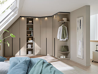 Kleiderschrank und Schlafzimmer des Modells Montino in Farbe Grau der Marke Musterring
Kleiderschrank
Lack taupe